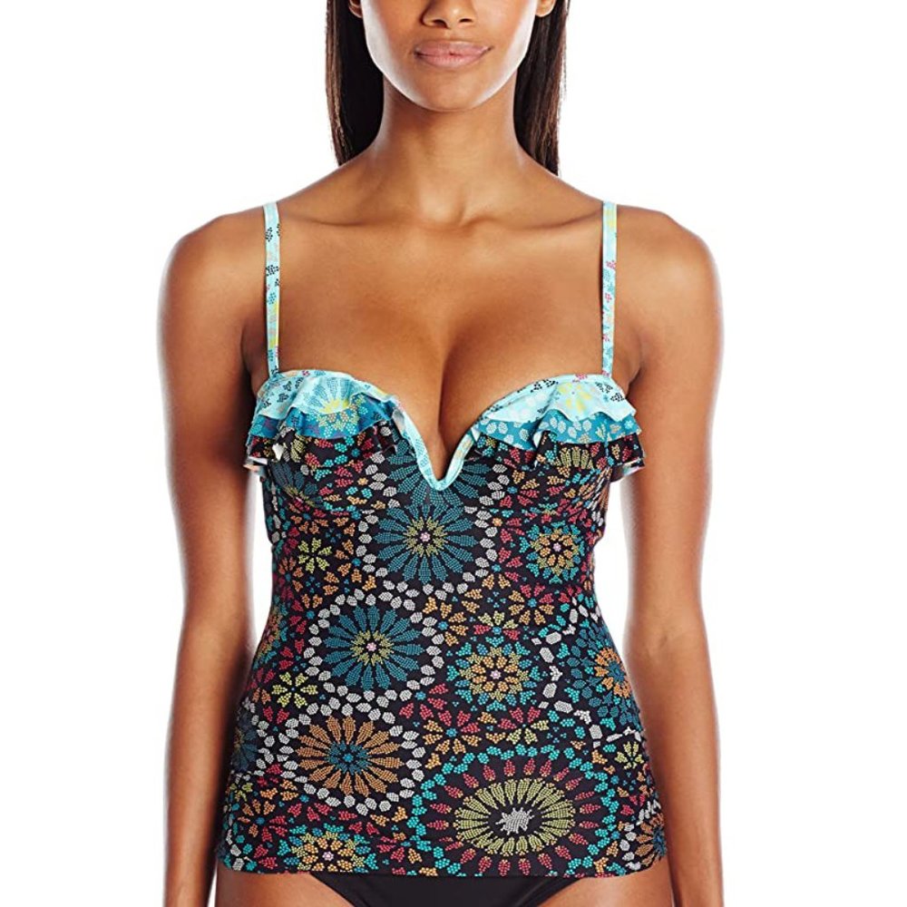 NEW COCO RAVE Tie Back Medallion Tankini Top